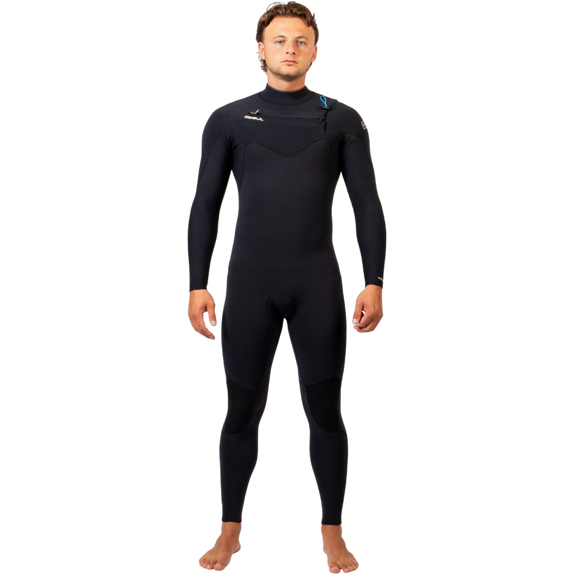 2025 Gul Mens Yulex Flexor 5/4mm Chest Zip Wetsuit FX1221-BKBK - Black
